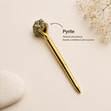 Pyrite Crystal Pen & Evil Eye Rakhi Combo