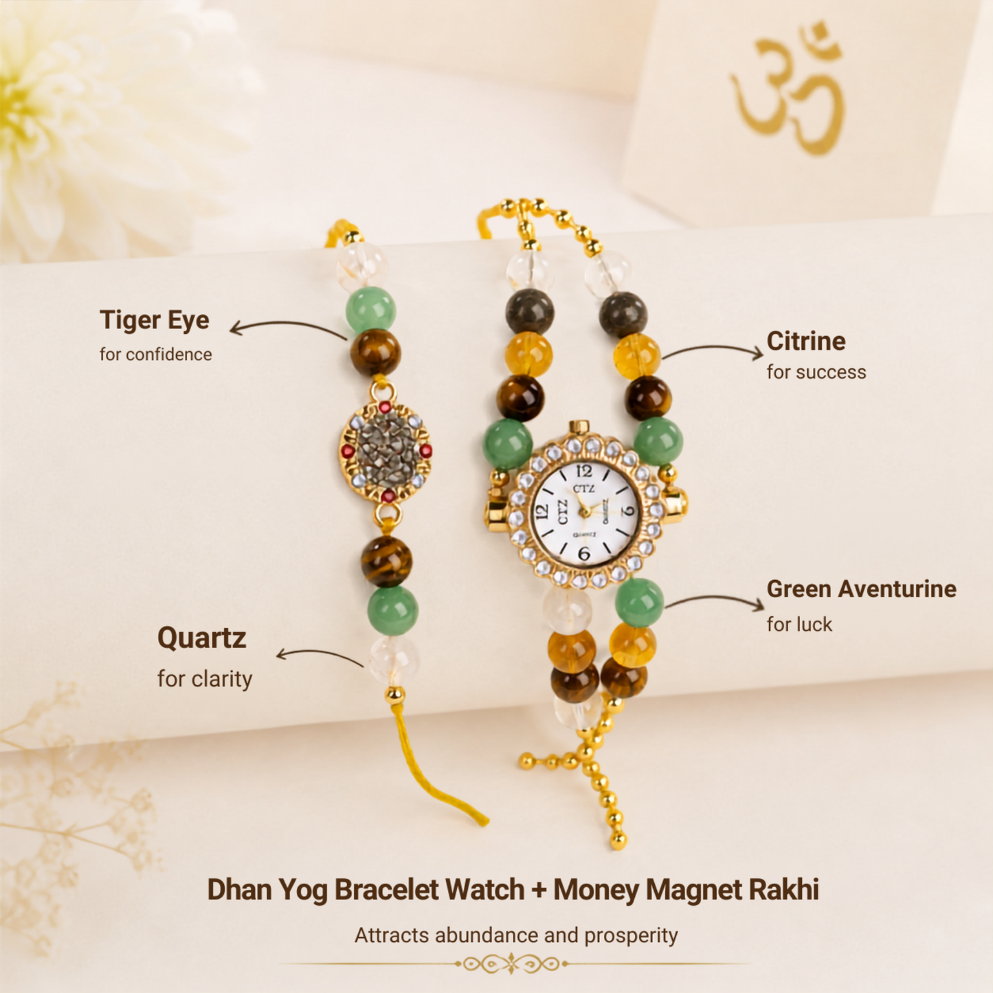 Dhan Yog Bracelet Watch & Money Magnet Rakhi Combo