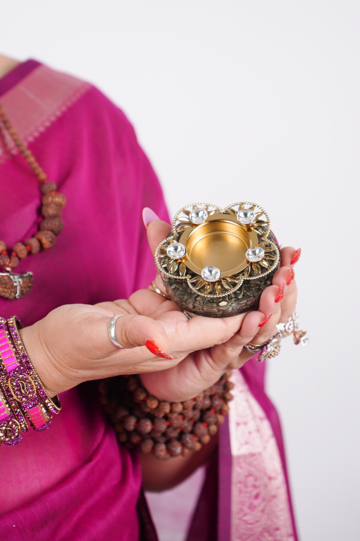 Pyrite Diya – Divine Prosperity Lamp for Wealth, Positivity & Protection