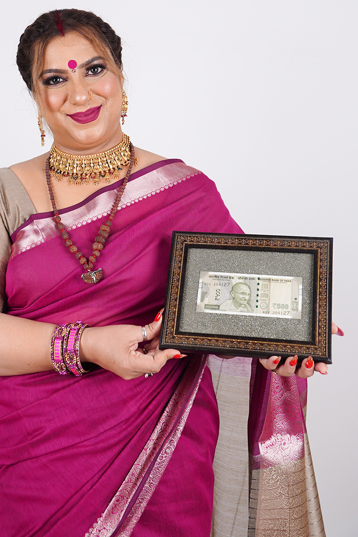 Energized Pyrite Frame with Real ₹500 Banknote – Symbol of Prosperity, Wealth & Success