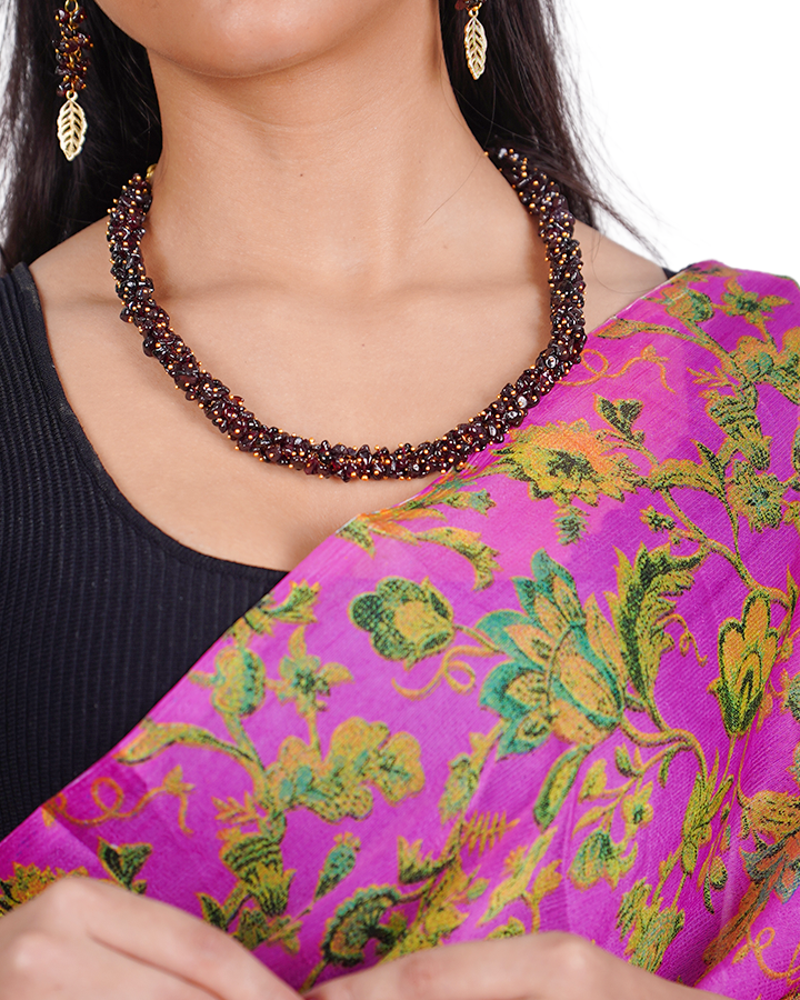 Natural Garnet Necklace with Earrings – Stone of Love, Vitality & Stability