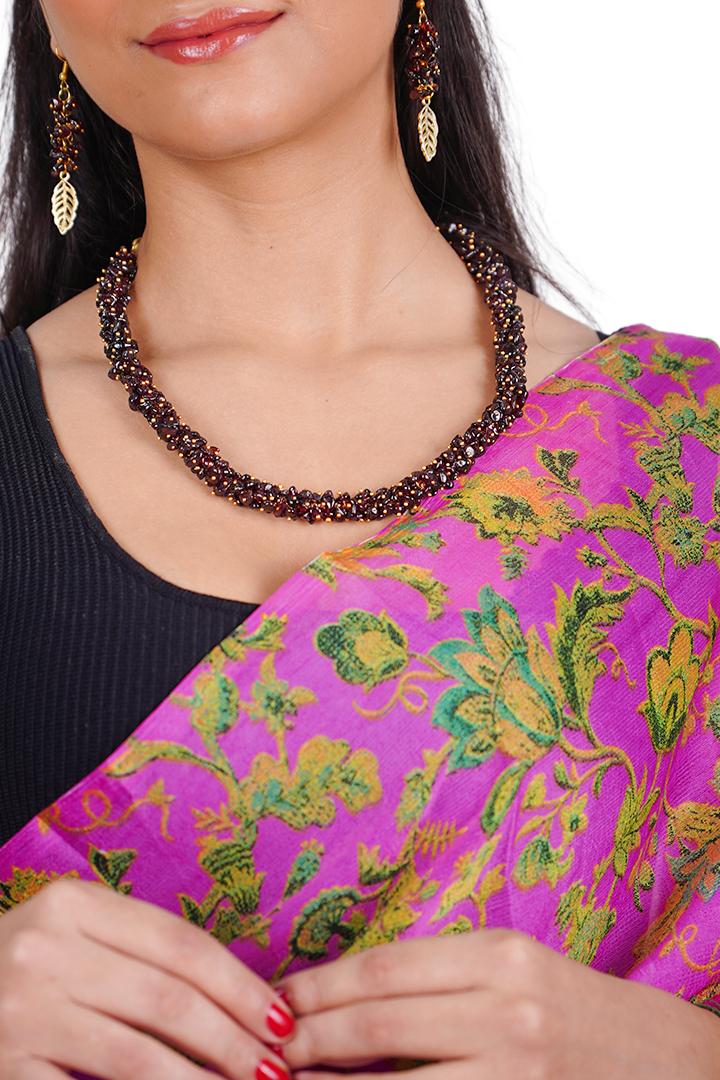 Natural Garnet Necklace with Earrings – Stone of Love, Vitality & Stability