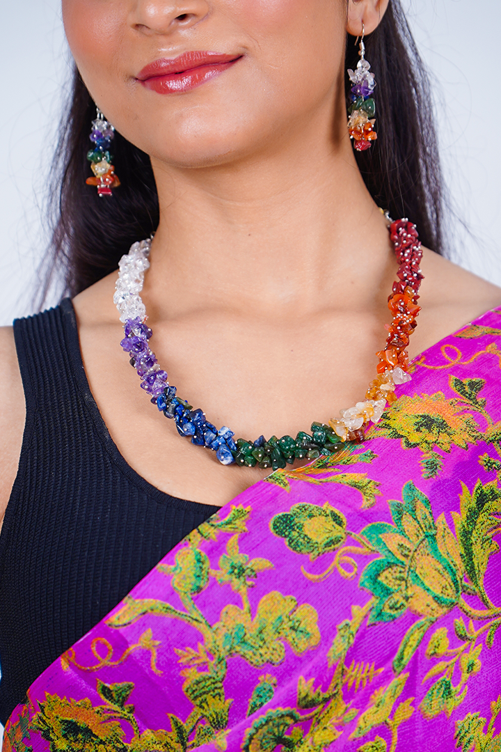 Seven Chakra Healing Necklace with Earrings – Balance, Confidence & Creativity