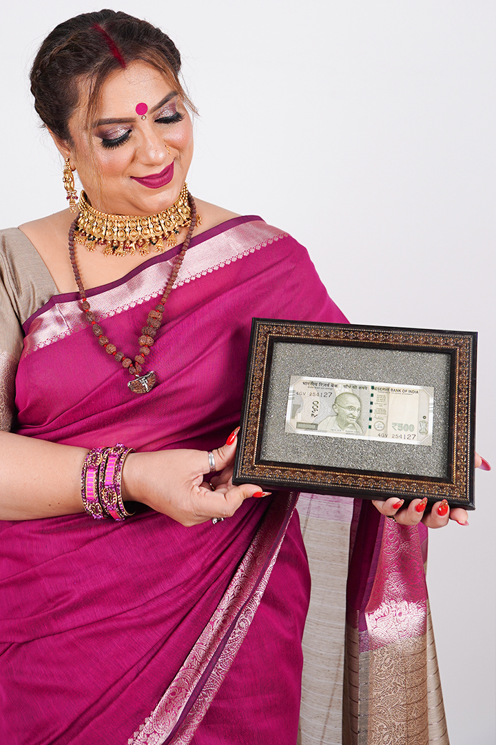 Energized Pyrite Frame with Real ₹500 Banknote – Symbol of Prosperity, Wealth & Success