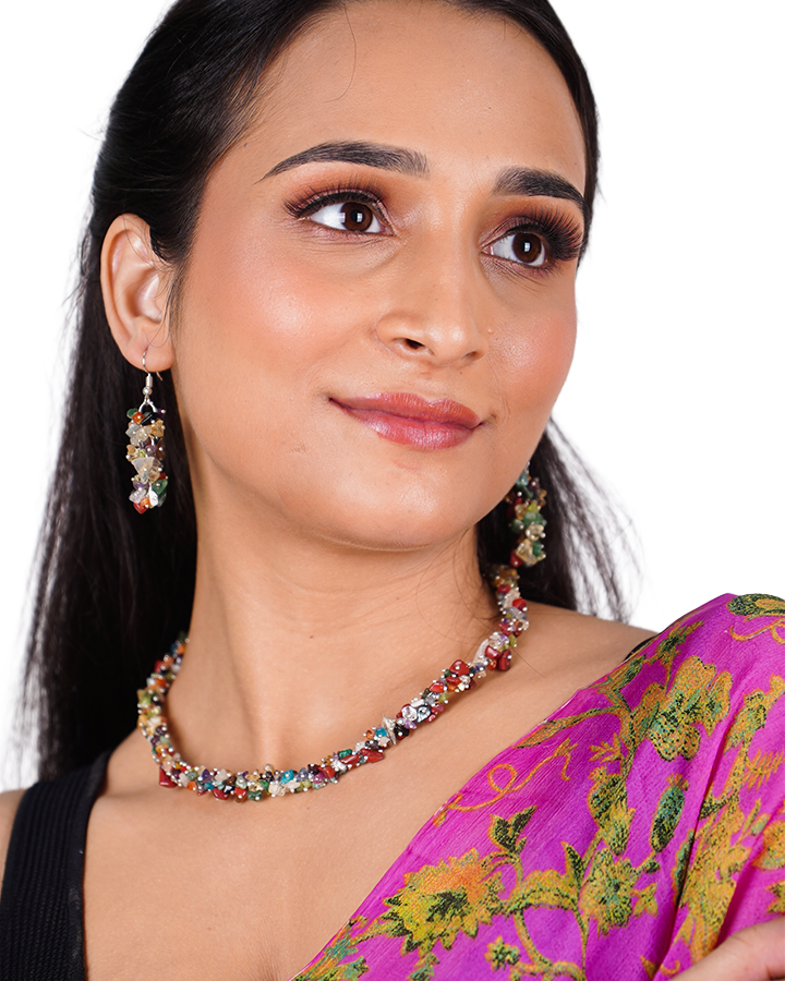 Spiritual Growth Amethyst Drop Necklace and Dangle Earrings Set