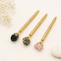 Rose Quartz, Pyrite & Black Obsidian Crystal Ballpoint Pens