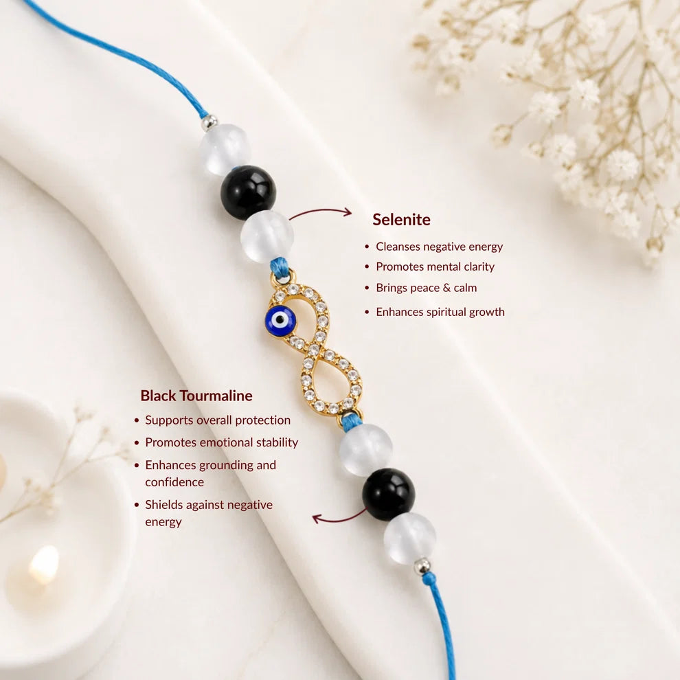 Clear Quartz Flamingo & Guardian Glow Rakhi Combo