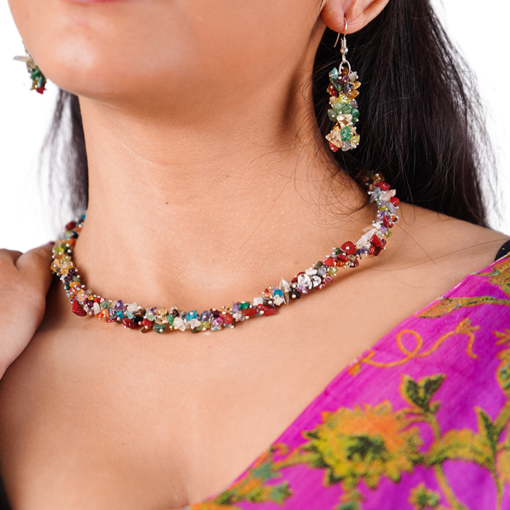 Spiritual Growth Amethyst Drop Necklace and Dangle Earrings Set