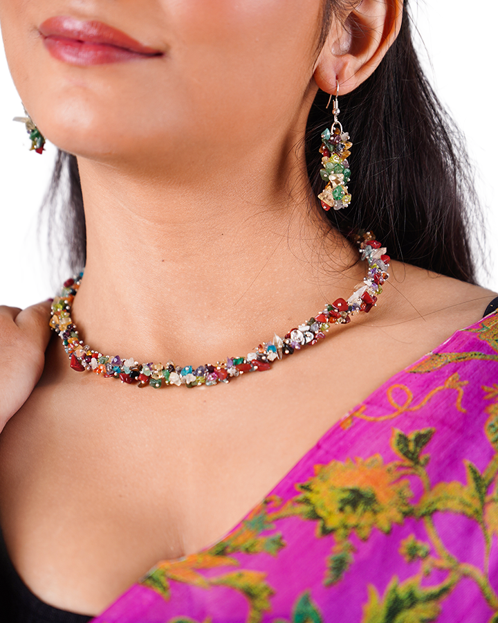 Spiritual Growth Amethyst Drop Necklace and Dangle Earrings Set