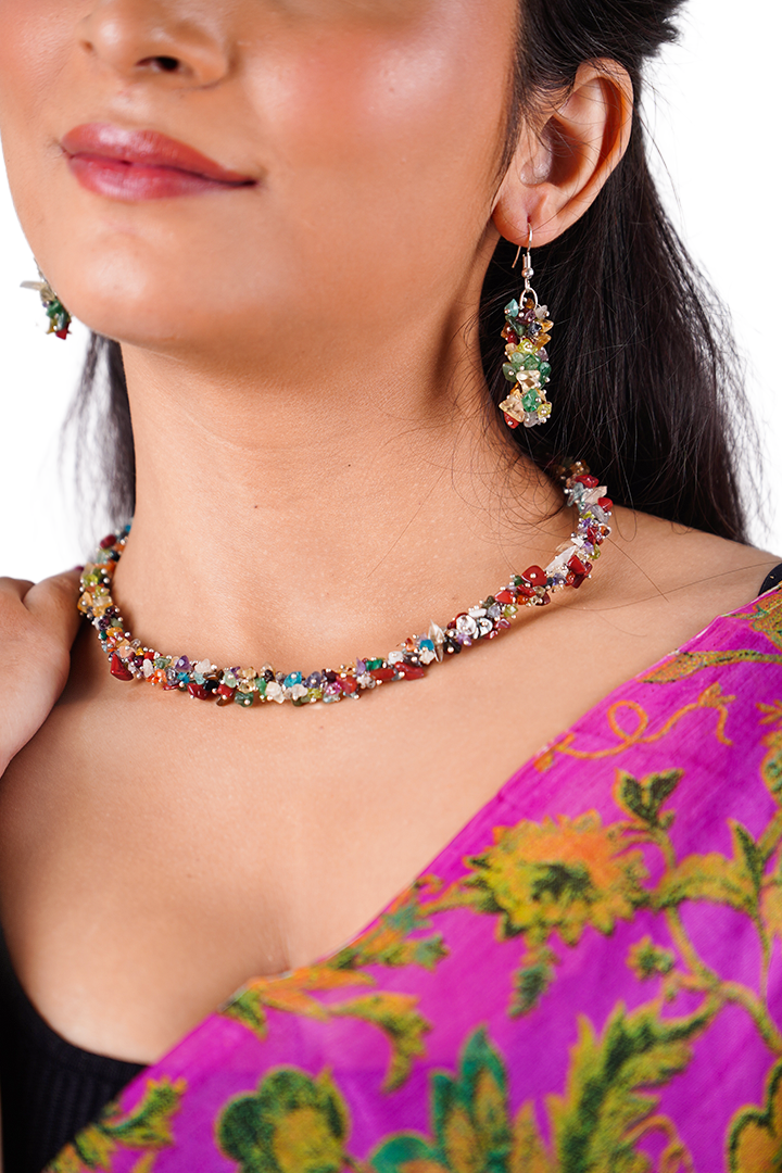 Spiritual Growth Amethyst Drop Necklace and Dangle Earrings Set