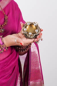 Pyrite Diya – Divine Prosperity Lamp for Wealth, Positivity & Protection