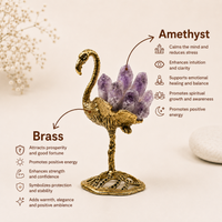 Brass Flamingo with Amethyst Crystal