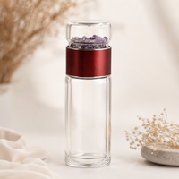 Amethyst Crystal Chips Glass Water Bottle