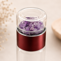 Amethyst Crystal Chips Glass Water Bottle