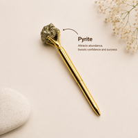 Rose Quartz, Pyrite & Black Obsidian Crystal Ballpoint Pens