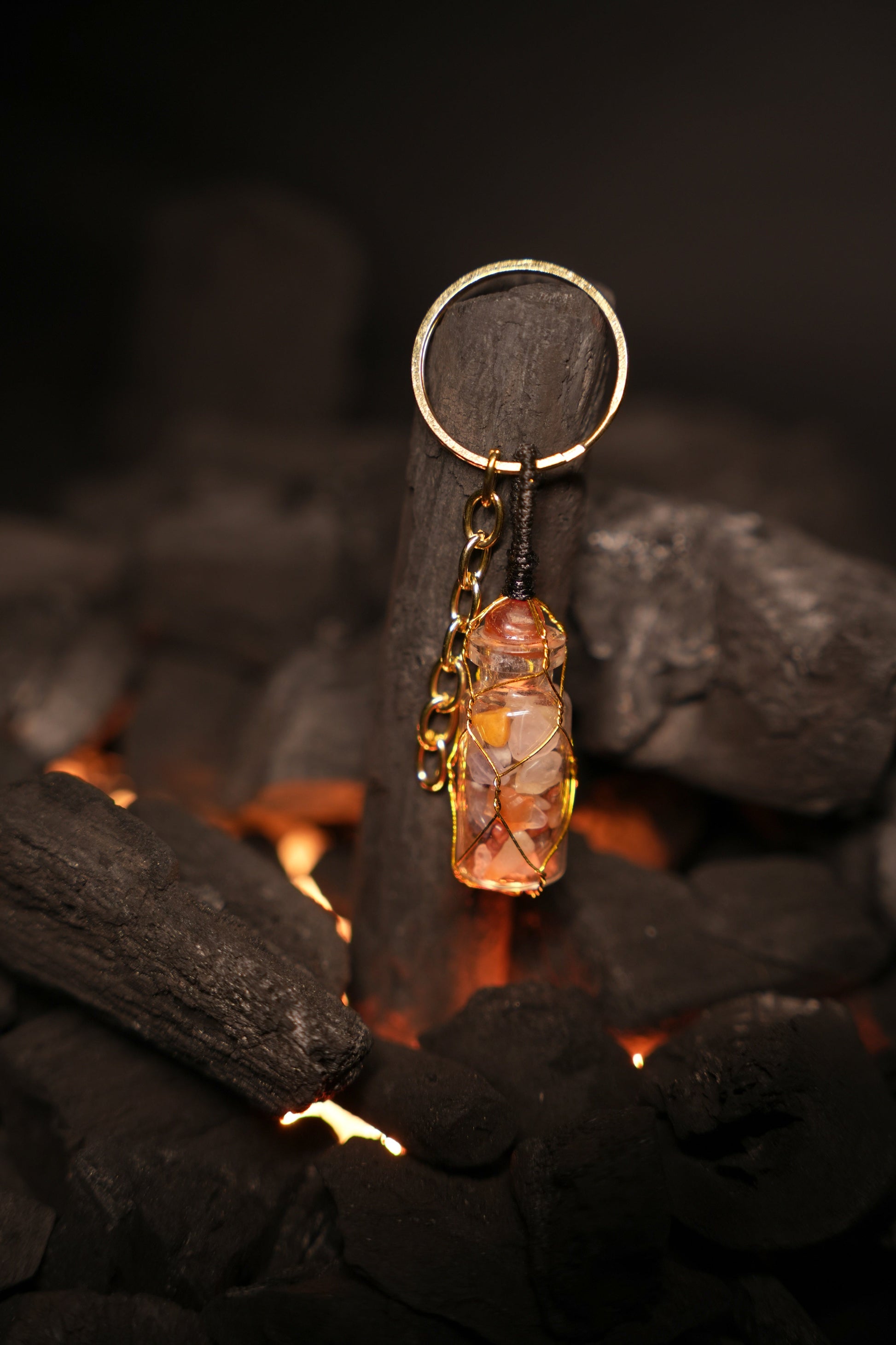 Citrine, Crystal Quartz & Carnelian Keychain – Attract Success, Energy & Positivity