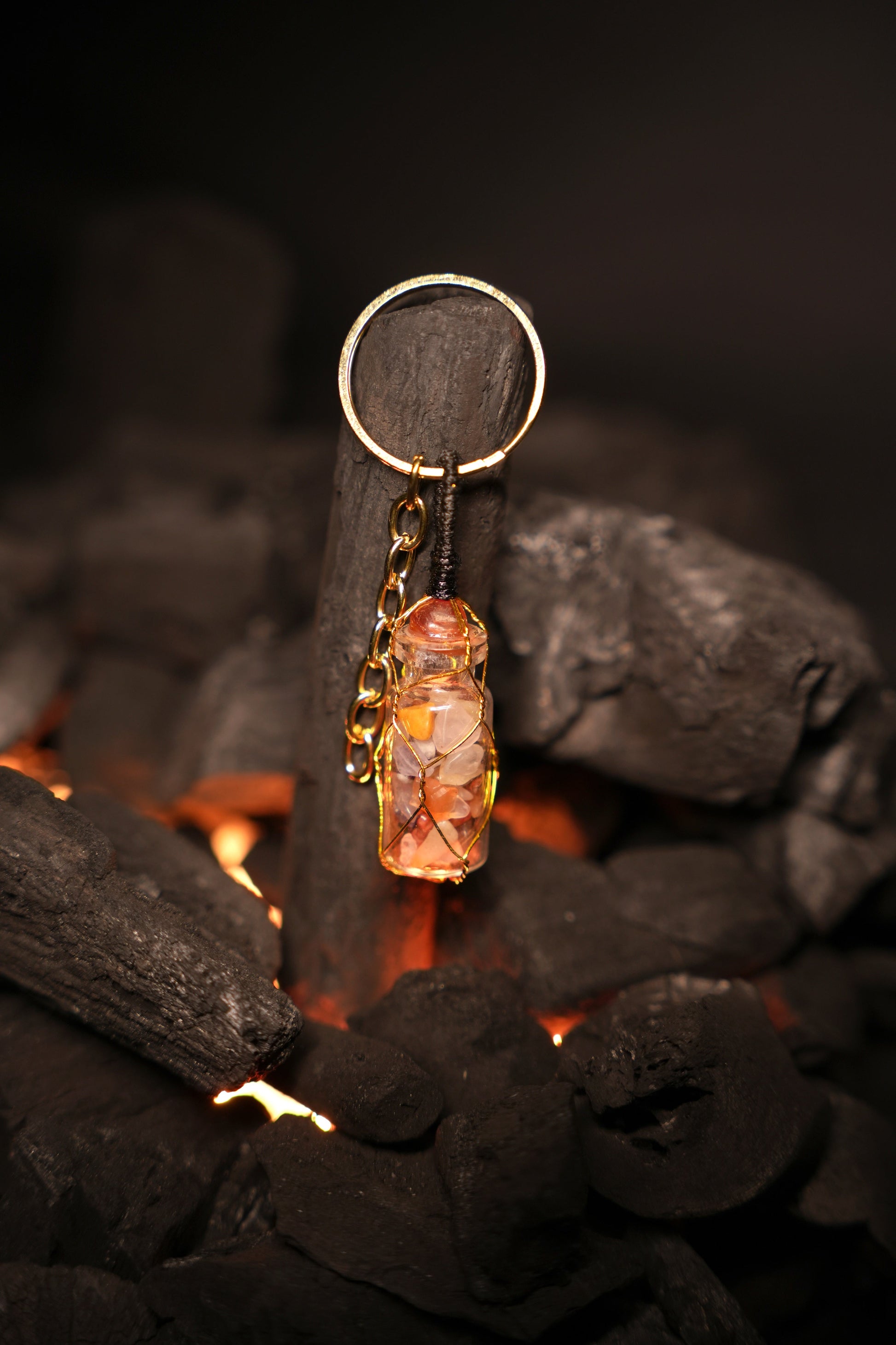 Citrine, Crystal Quartz & Carnelian Keychain – Attract Success, Energy & Positivity