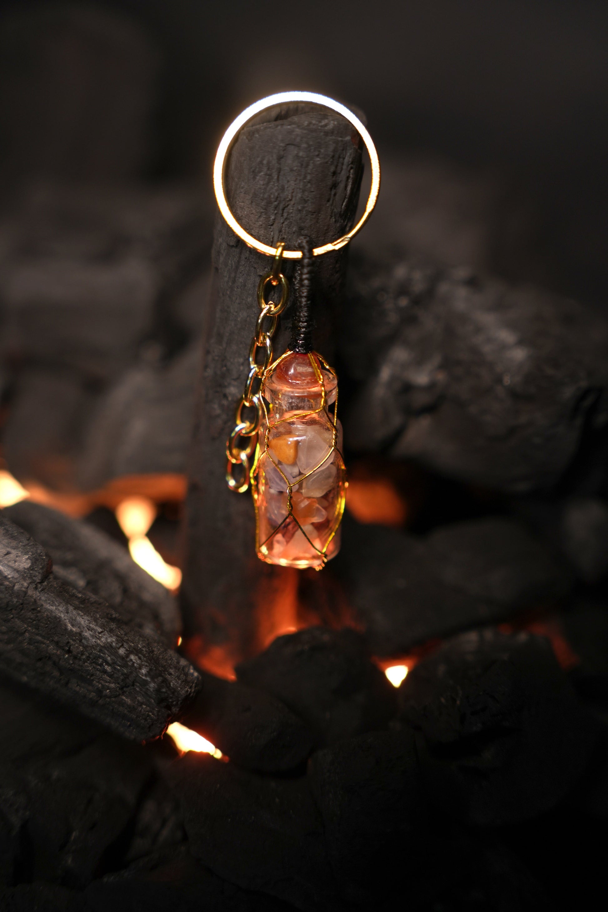 Citrine, Crystal Quartz & Carnelian Keychain – Attract Success, Energy & Positivity