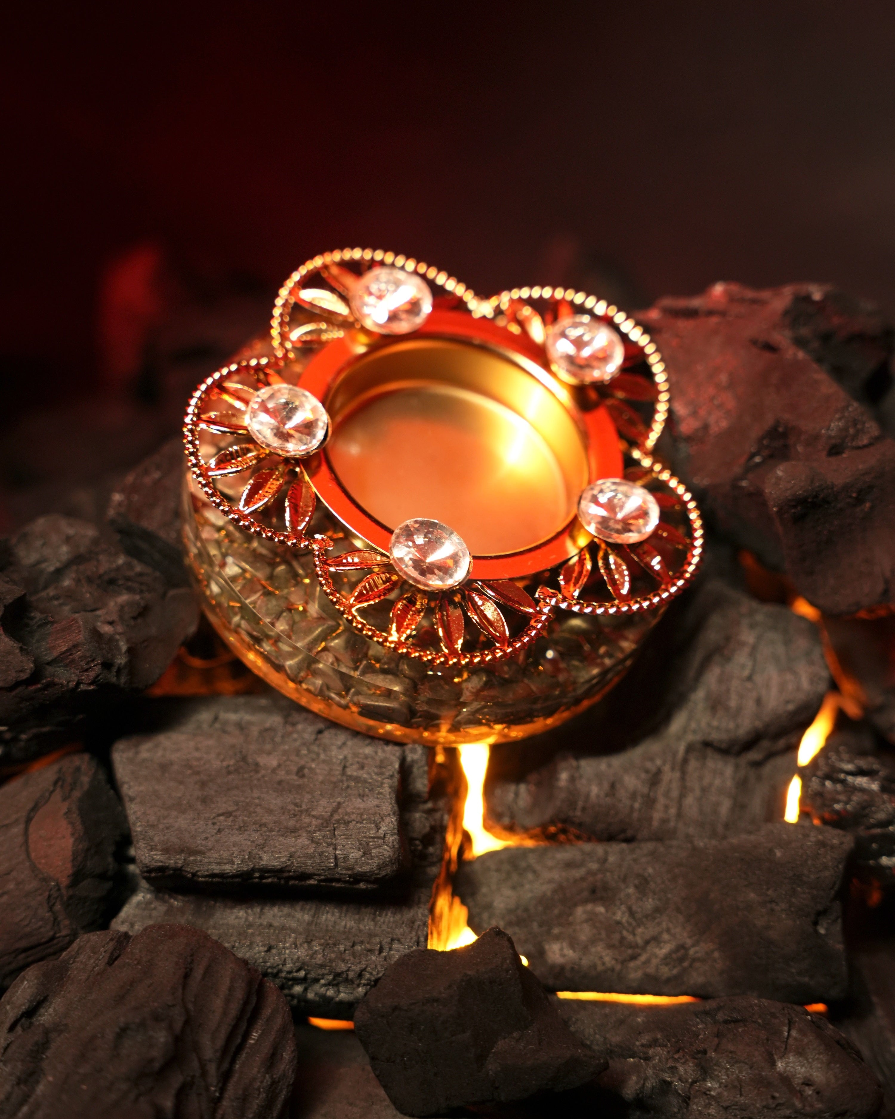 Pyrite Diya – Divine Prosperity Lamp for Wealth, Positivity & Protection