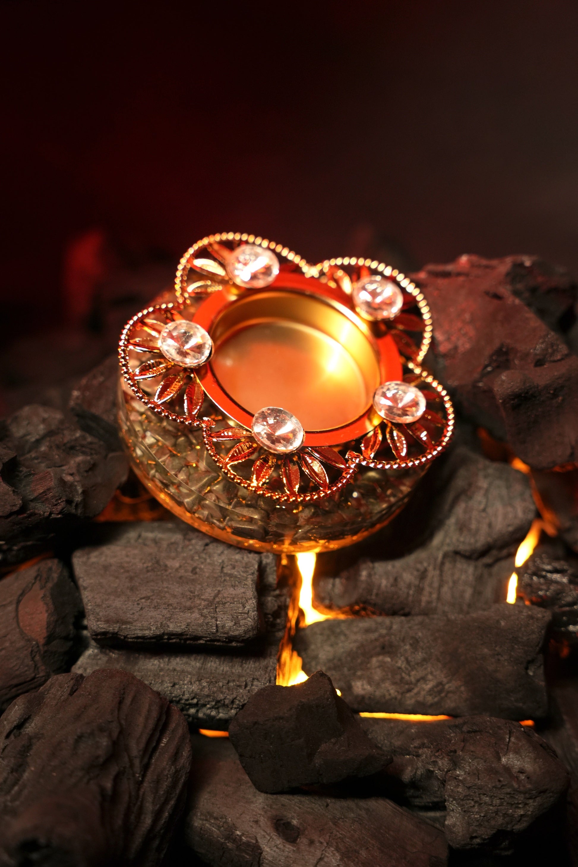 Pyrite Diya – Divine Prosperity Lamp for Wealth, Positivity & Protection