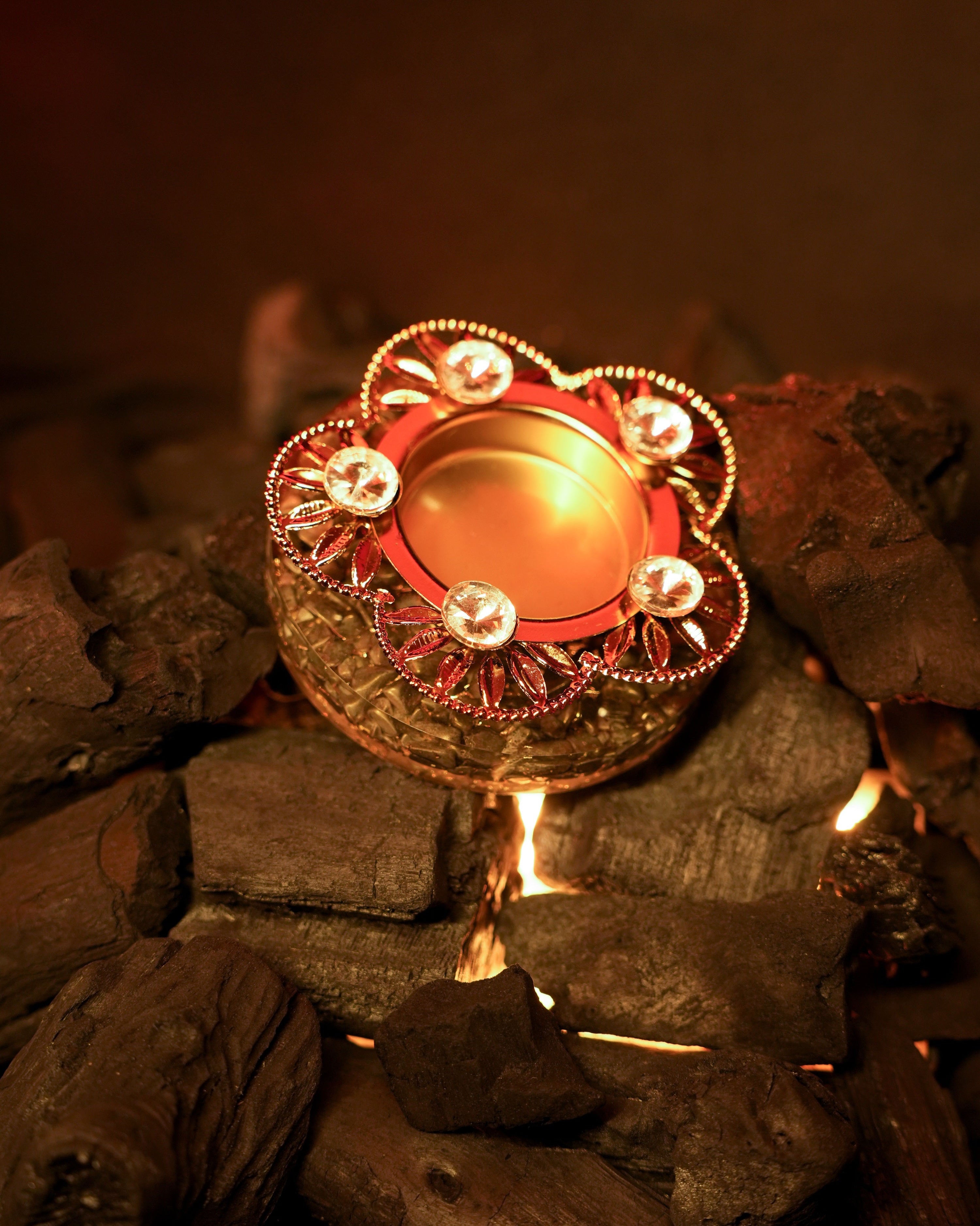 Pyrite Diya – Divine Prosperity Lamp for Wealth, Positivity & Protection