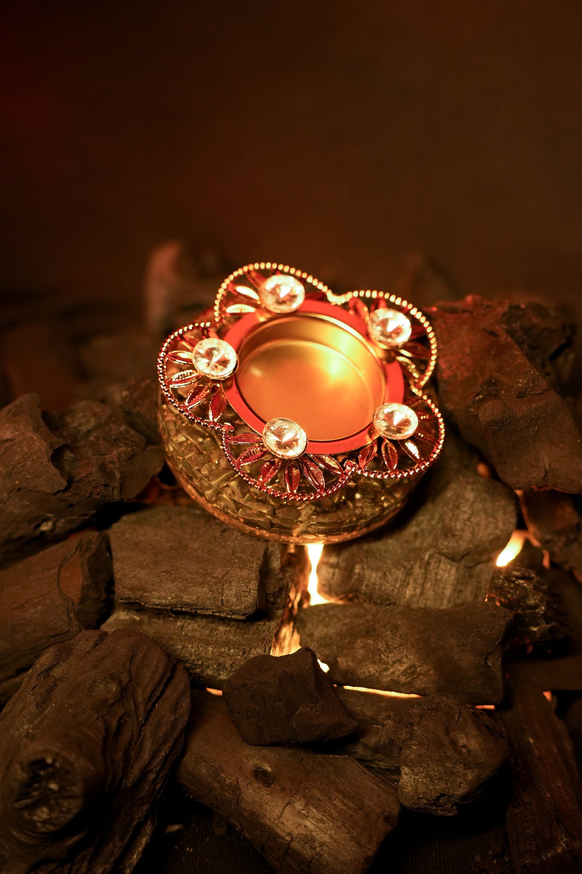 Pyrite Diya – Divine Prosperity Lamp for Wealth, Positivity & Protection