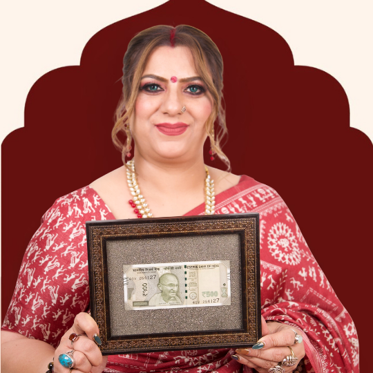 Energized Pyrite Frame with Real ₹500 Banknote – Symbol of Prosperity, Wealth & Success
