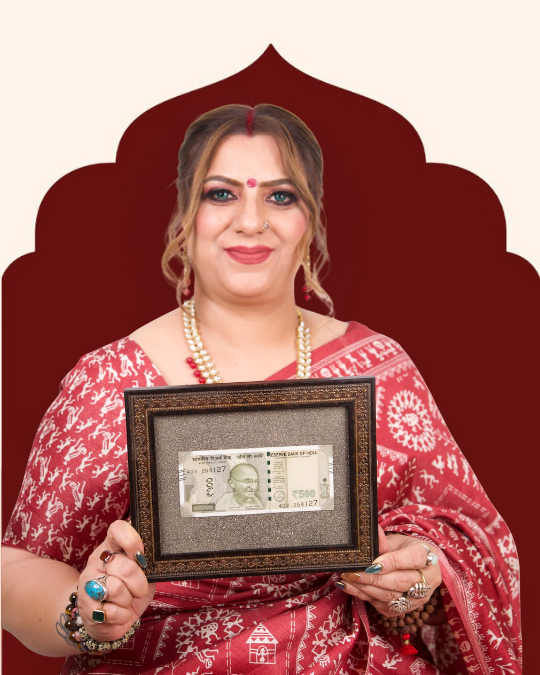 Energized Pyrite Frame with Real ₹500 Banknote – Symbol of Prosperity, Wealth & Success
