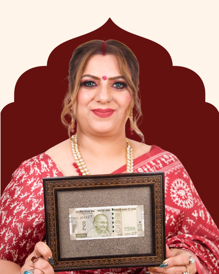 Energized Pyrite Frame with Real ₹500 Banknote – Symbol of Prosperity, Wealth & Success