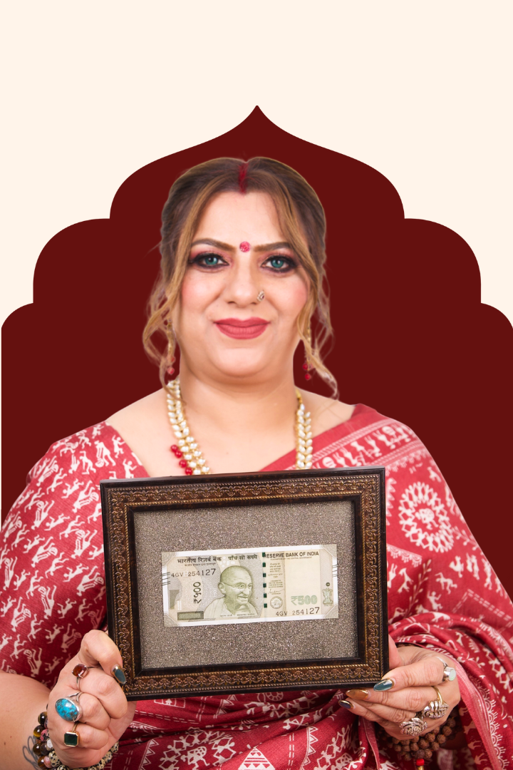 Energized Pyrite Frame with Real ₹500 Banknote – Symbol of Prosperity, Wealth & Success