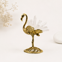 Brass Flamingo with Clear Quartz Crystal
